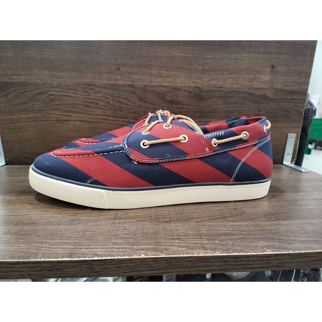 Club Room Men's Royce Boat Shoe Navy Red Striped 12M New