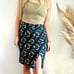 NEW ANTHROPOLOGIE Maeve Blue Geometric Print Knee Length Midi Zip Pencil Skirt M