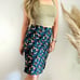 NEW ANTHROPOLOGIE Maeve Blue Geometric Print Knee Length Midi Zip Pencil Skirt M