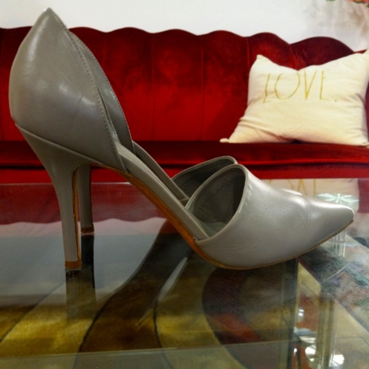 Vince Grey Claire D'Orsay Leather Pumps
