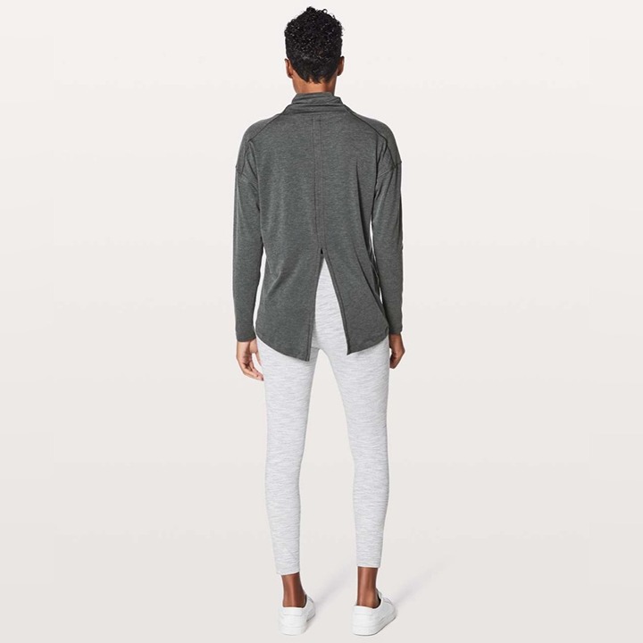 Lululemon See You In Savasana Turtleneck Split Back Long Sleeve Grey Size 8/10
