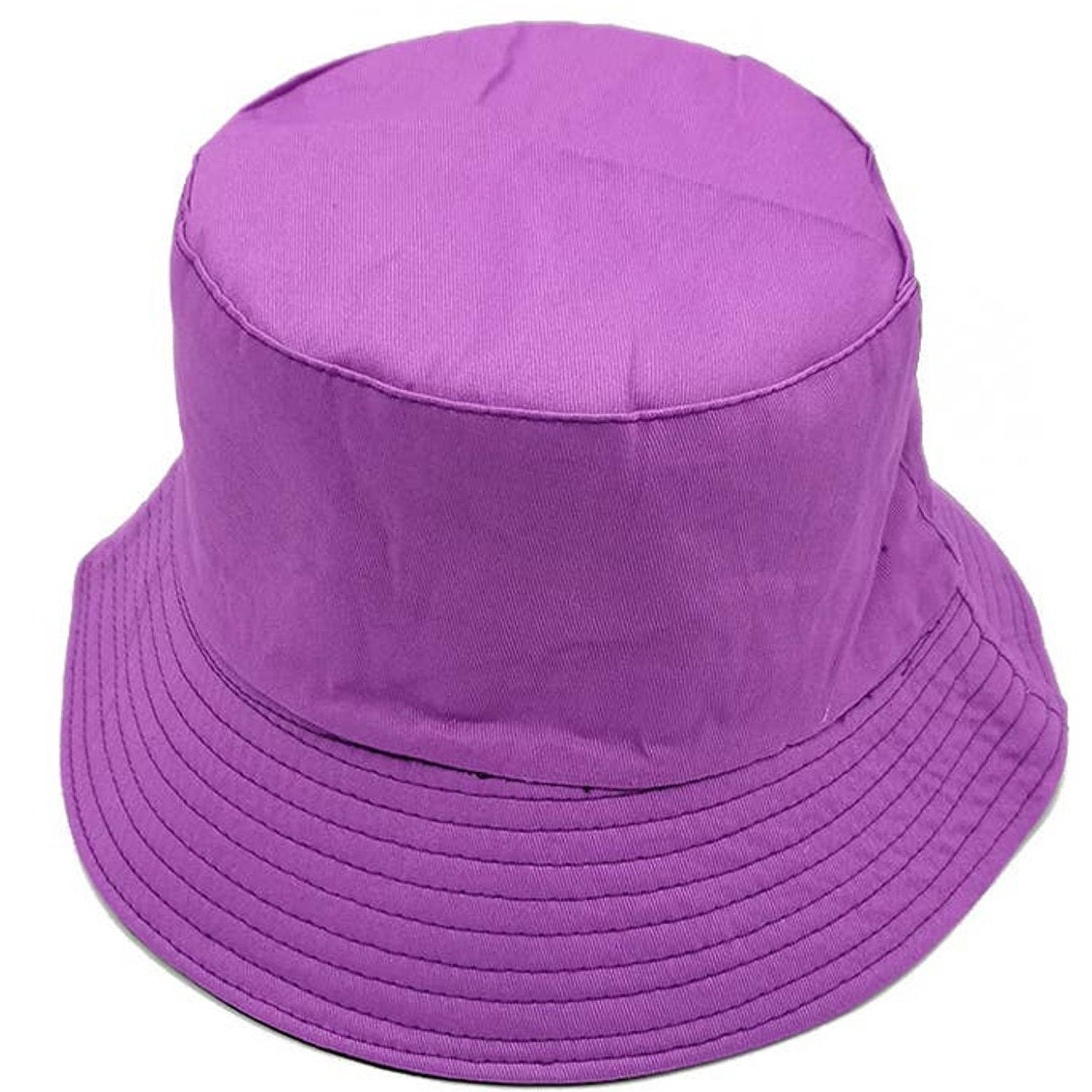 Solid Color Cotton Bucket Hat Purple