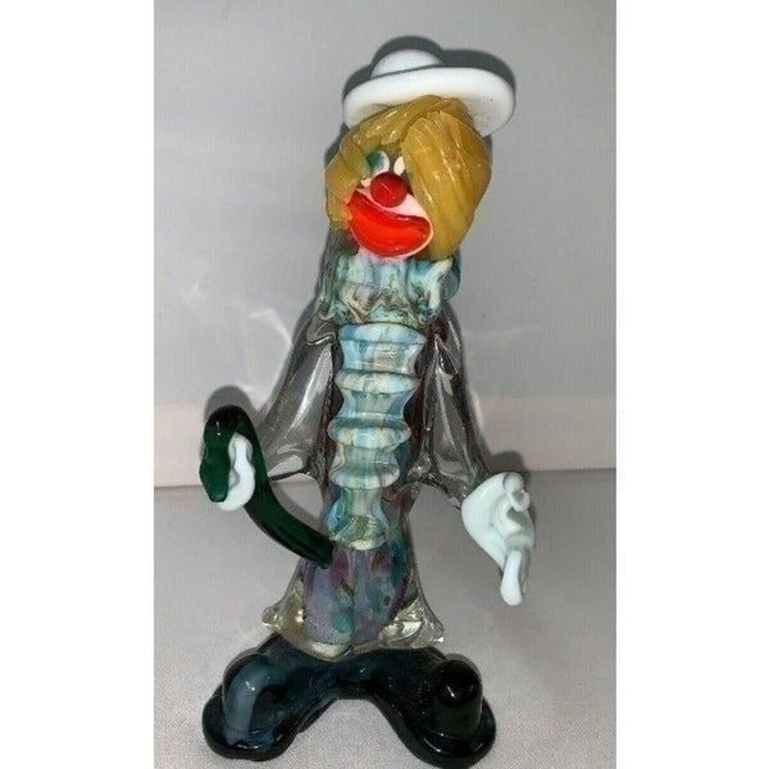 Murano Glass Clown 8″ Hand Blown Yellow