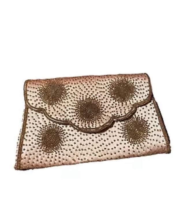 100% perfect condition antique 1920 silk & gold beaded clutch bag purse Bergdorf