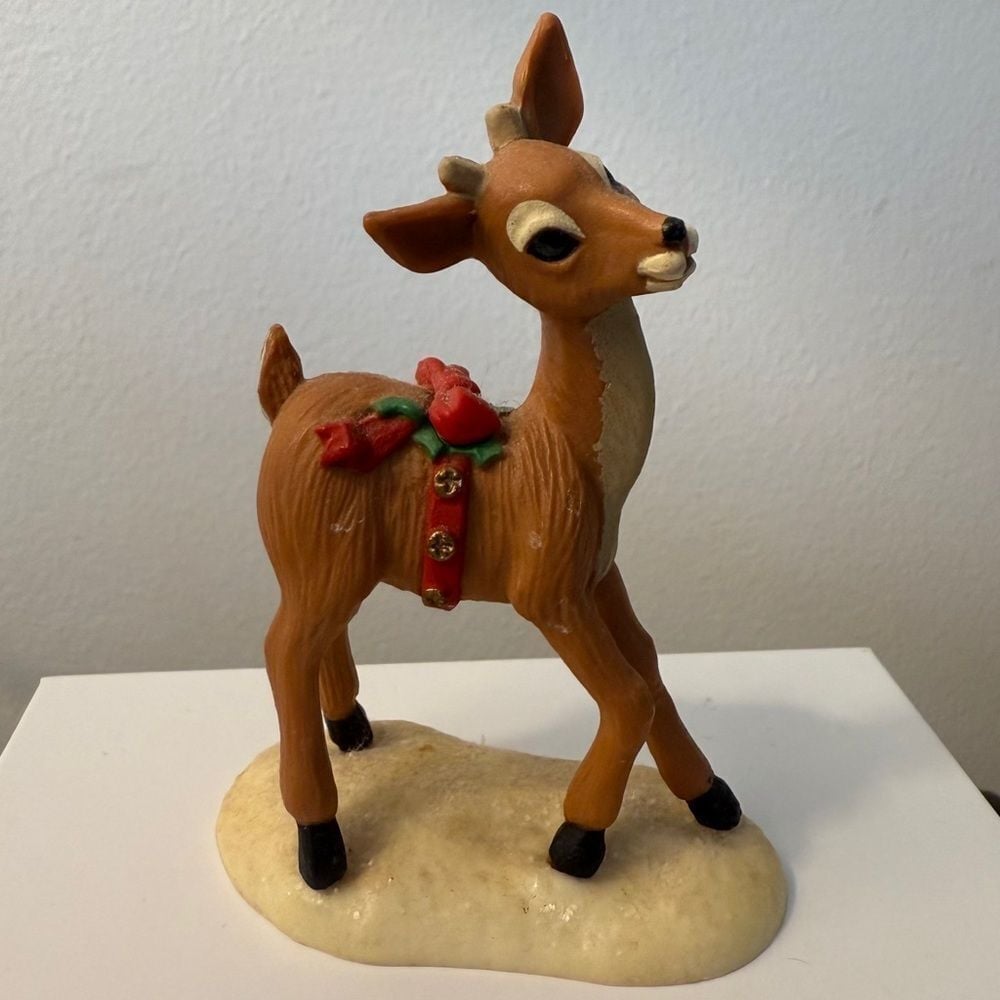 Hallmark 1981 Reindeer on Snow Base Collectible Christmas Miniatures