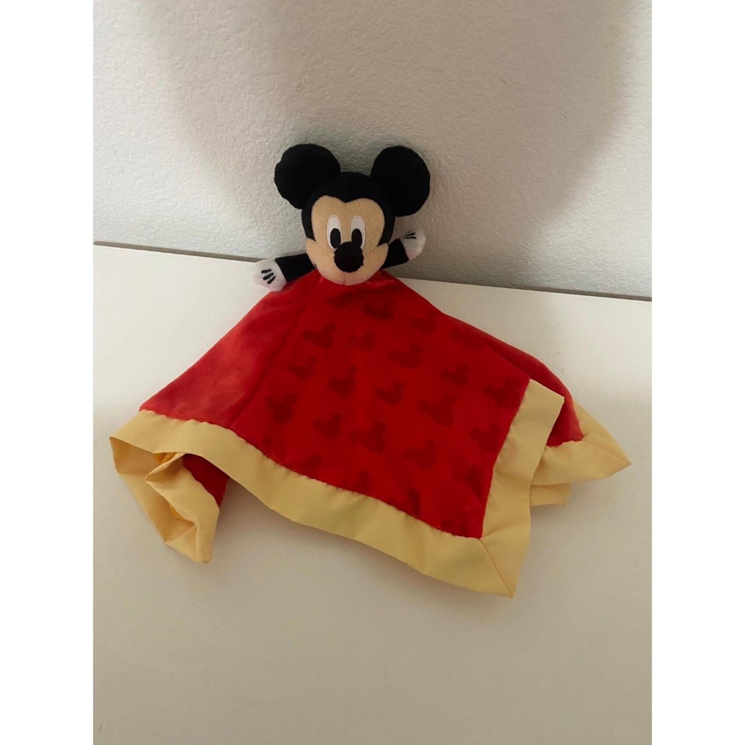 Disney Baby Mickey Mouse Security Blanket Lovey Red Yellow Trim Crinkle Ears