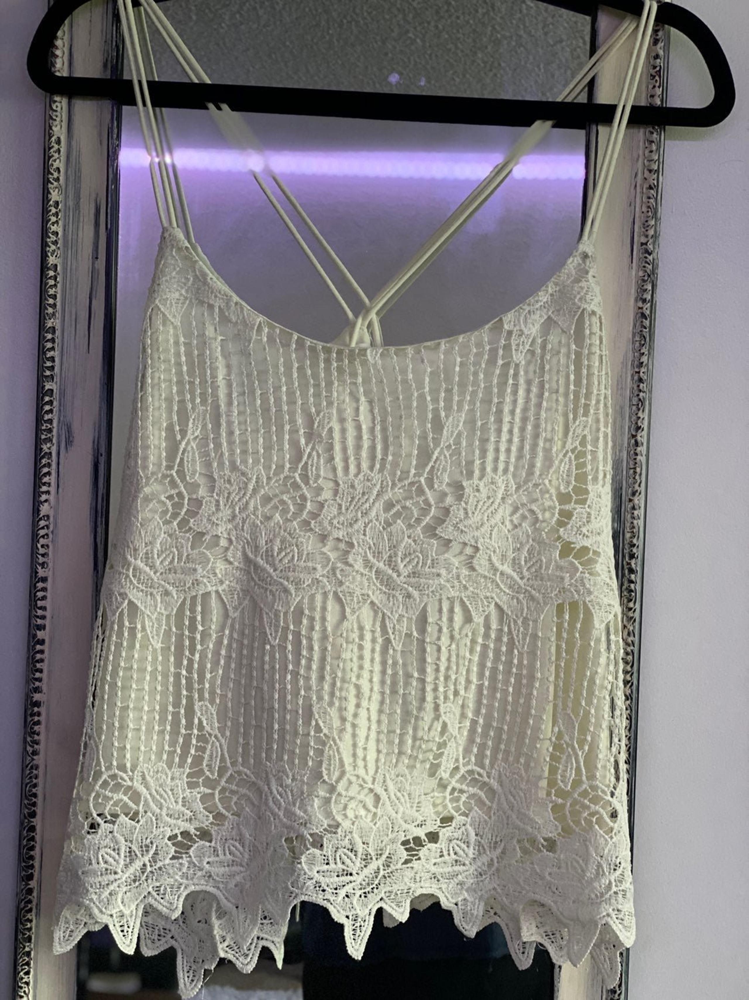 Lace white take top