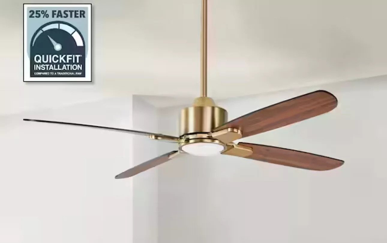 Hampton Bay Chelia 56 in. Indoor Gold LED Ceiling Fan with Reversible Blades