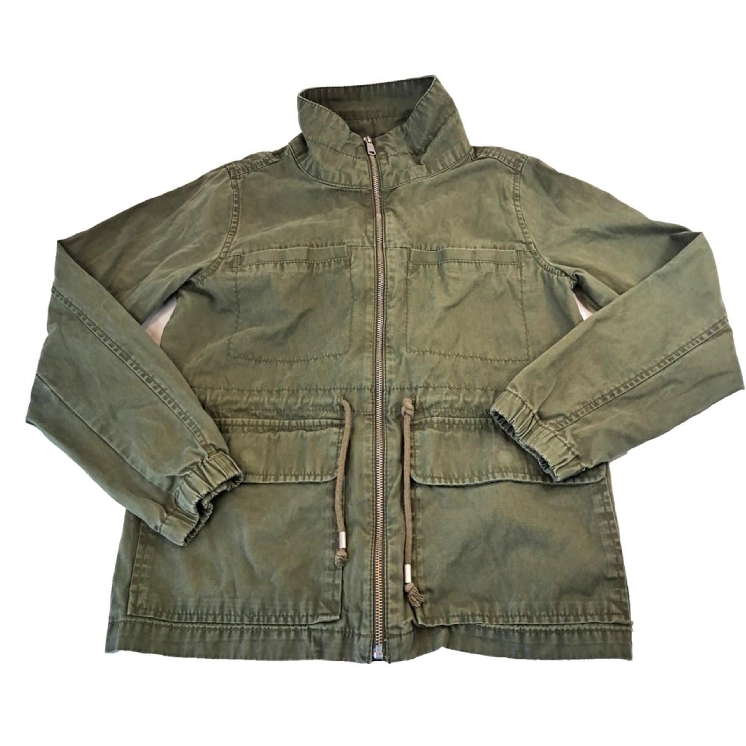 Old Navy Military Field Jacket Women's M Olive Army Green Full Zip Cargo Jacket