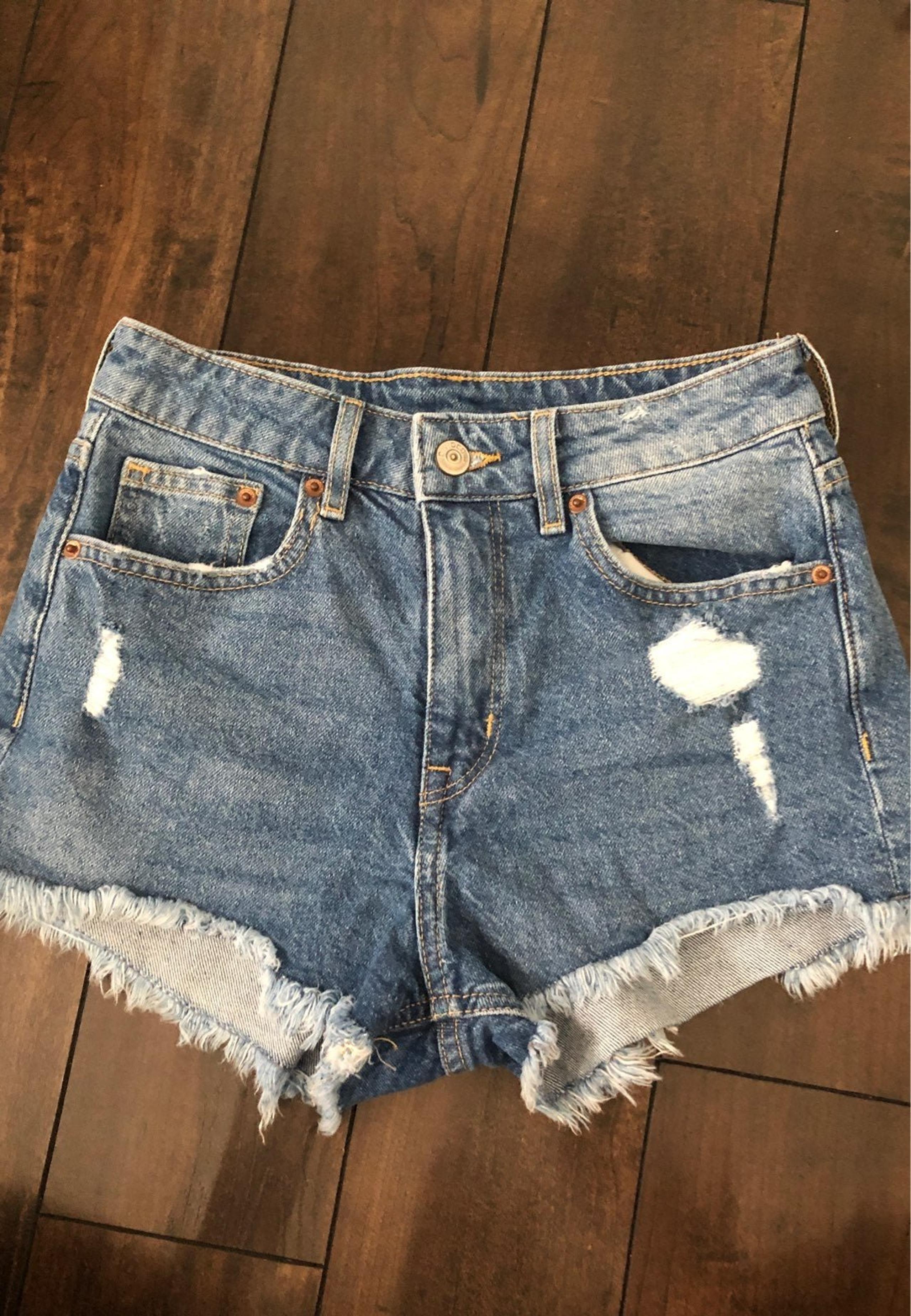 high waist denim shorts - H&M
