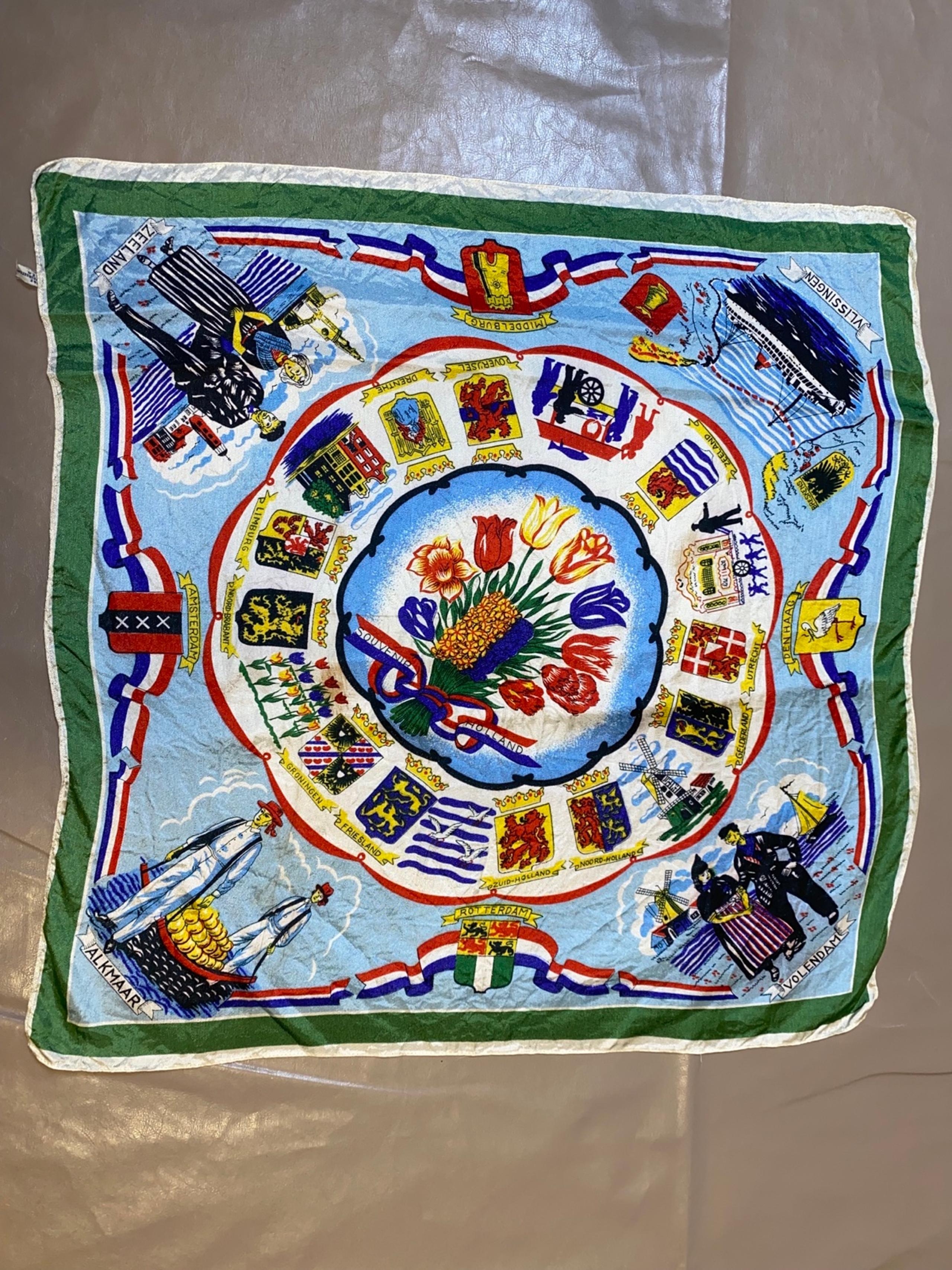 Vintage Souvenir Holland promotional advertising travel scarf Multicolour