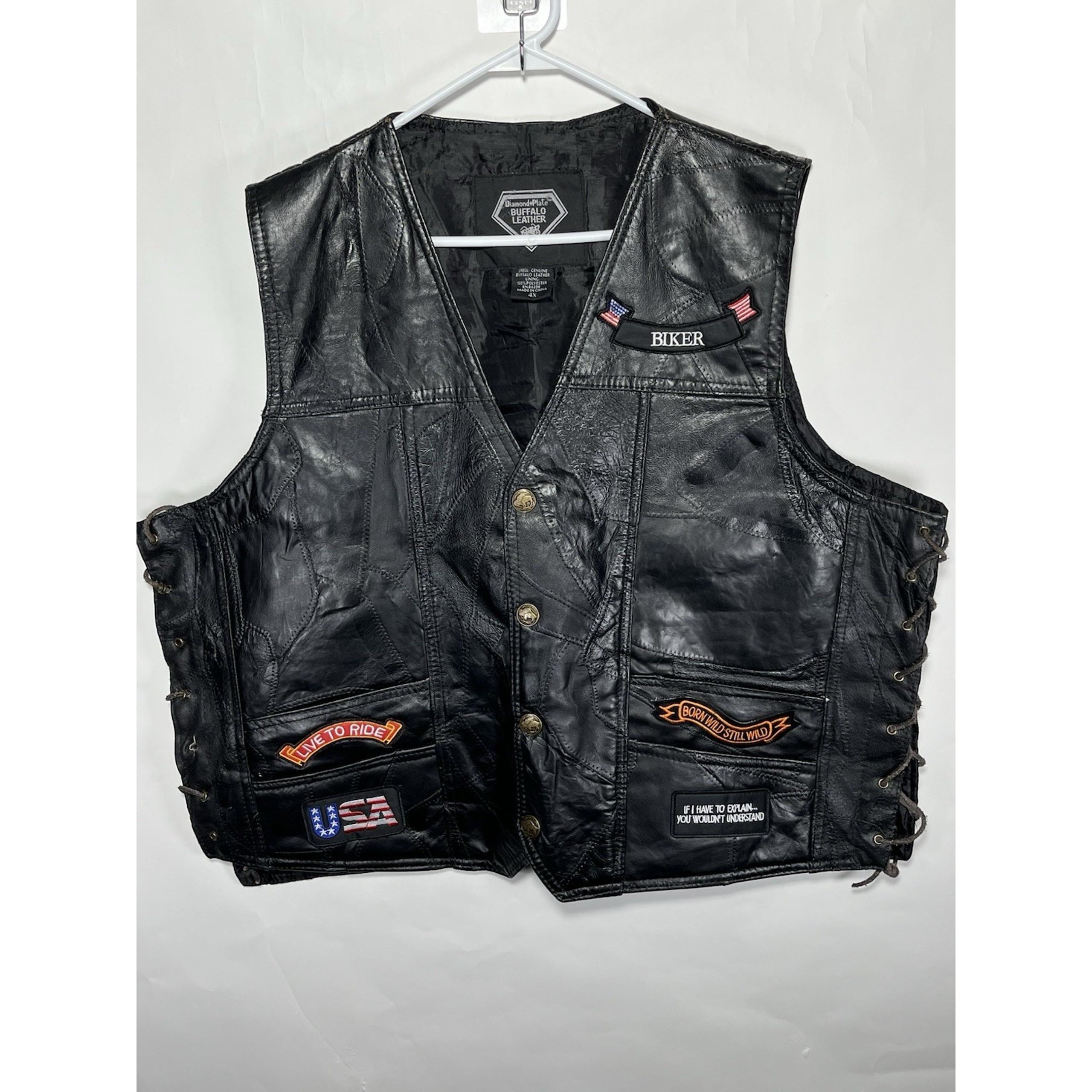 Real Buffalo Leather Biker Vest  Mens Size 4XL Motorcycle by Diamond Plate