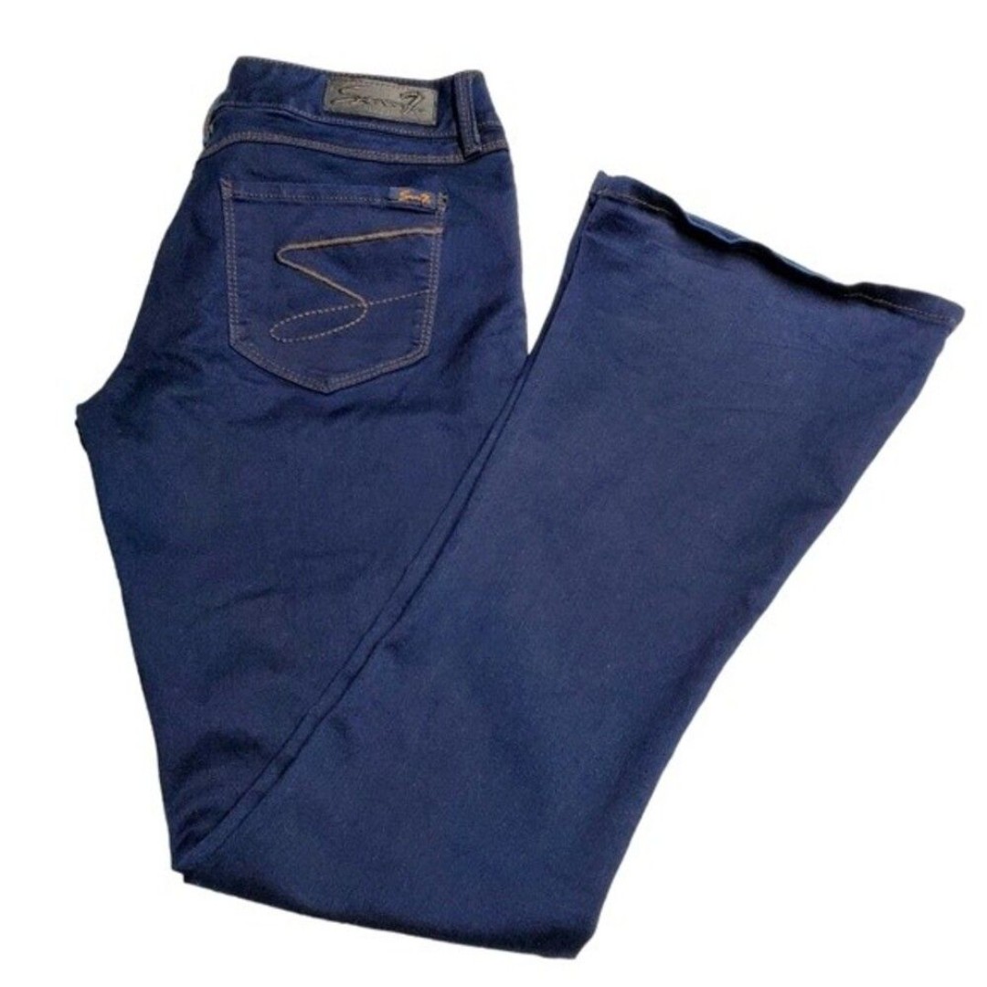 7 For All Mankind Tulip Low Rise Flare Bottom Indigo Blue Jeans