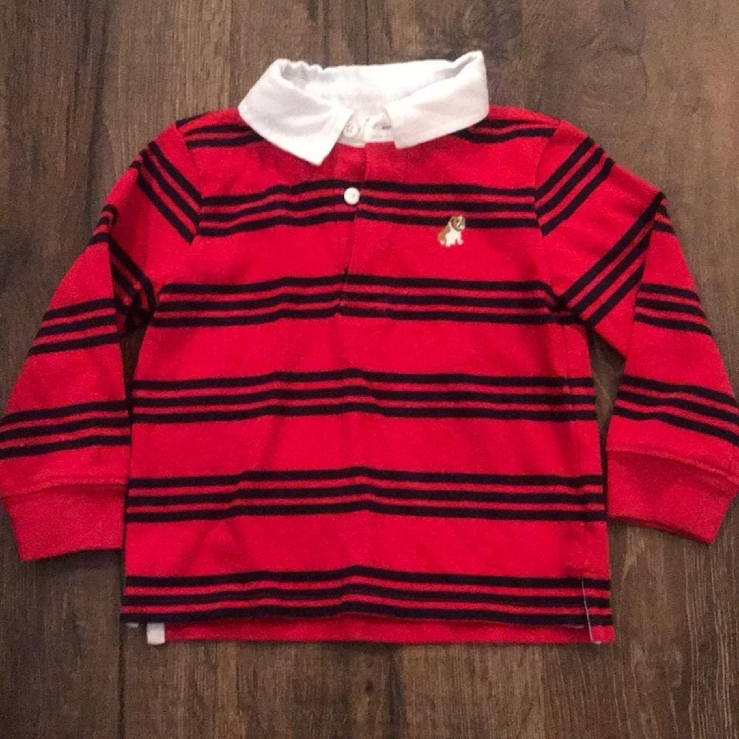 Janie and jack bulldog stripe polo 18-24 mos