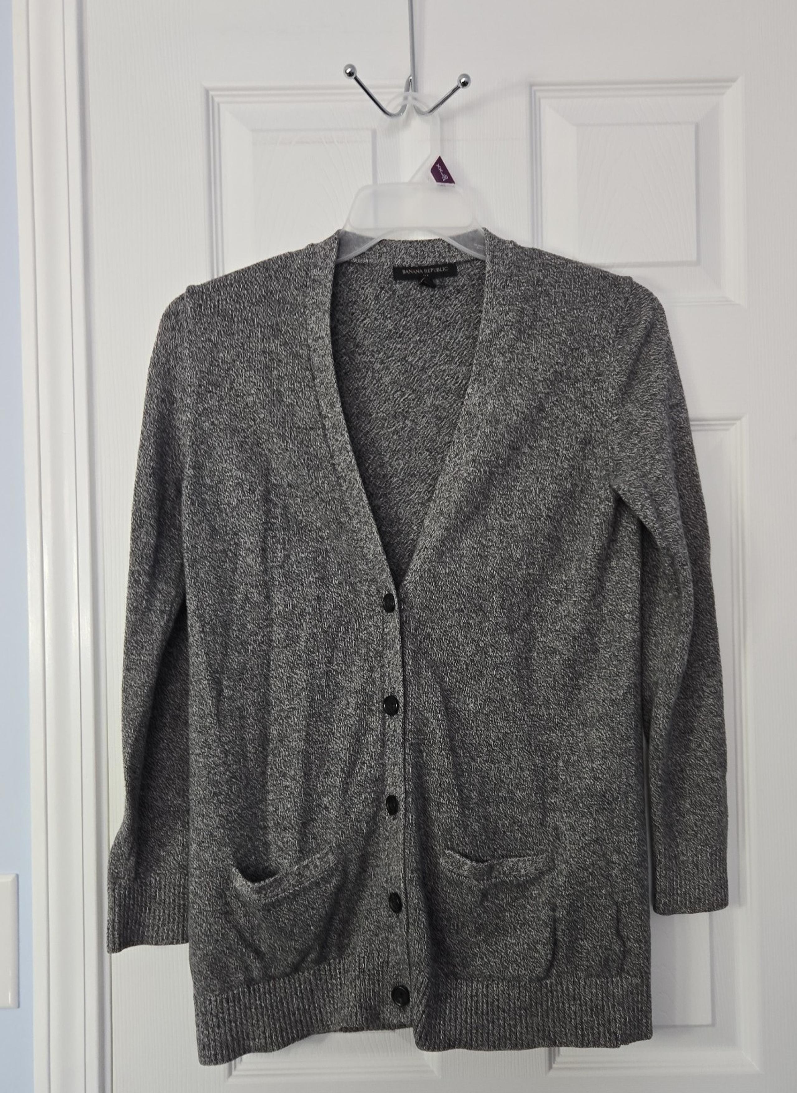 Banana Republic Womans Cardigan Sweater Size Small Dark Grey & Black