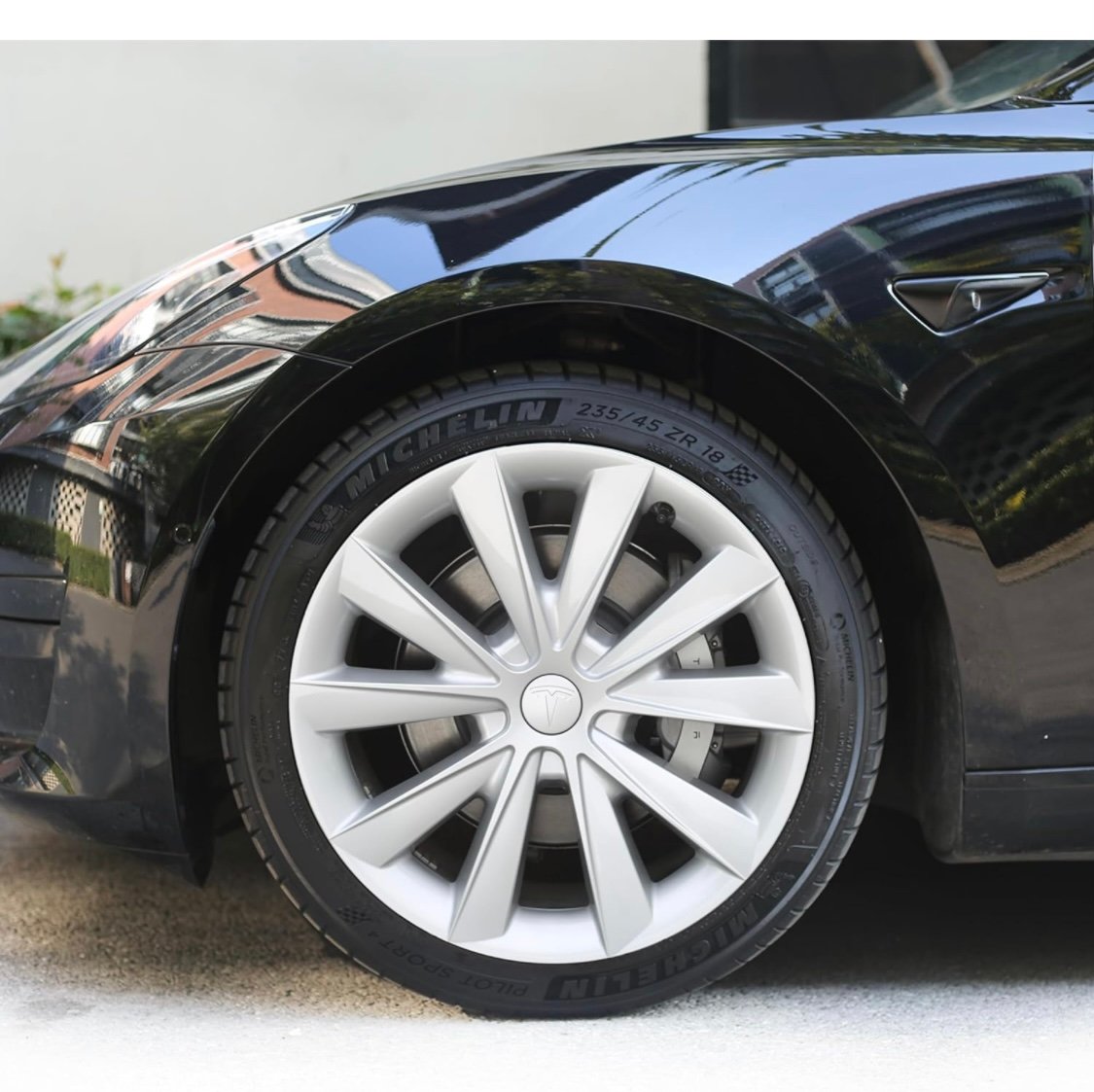Silver Hubcap for Tesla Model 3 Wheel Cover 18 Inch Hub Cap Replacement Uberturb