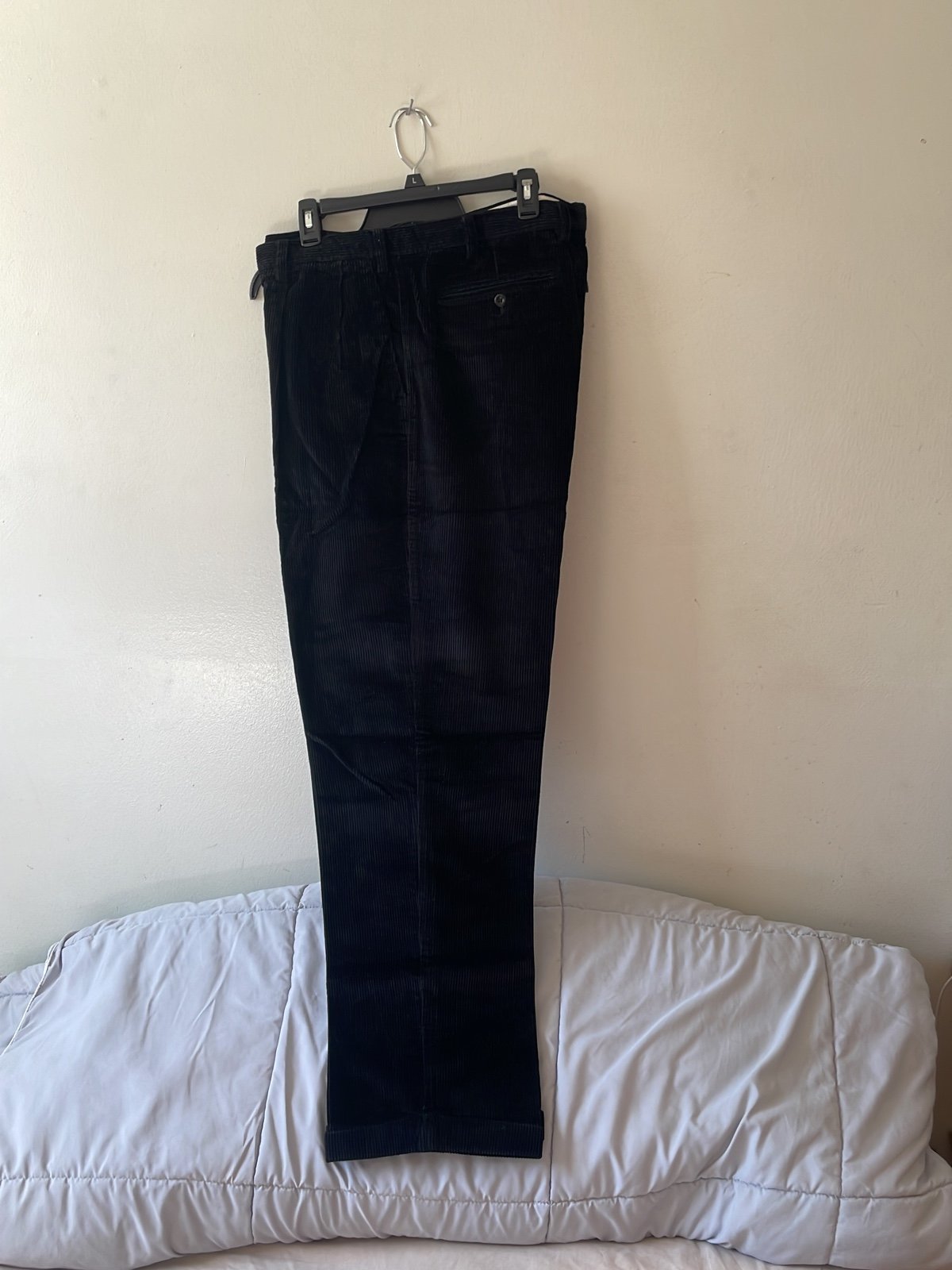 Mens black corduroy Nautica pleated cuffed pants