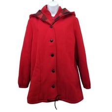 Mackintosh 12 Red Wool Vest Coat Vintage Plaid Hood
