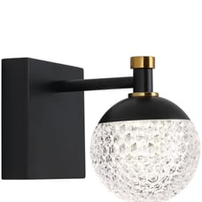 Black LED Wall Sconces Modern Crystal Wall Light,Modern Globe Wall Light-2 PACK