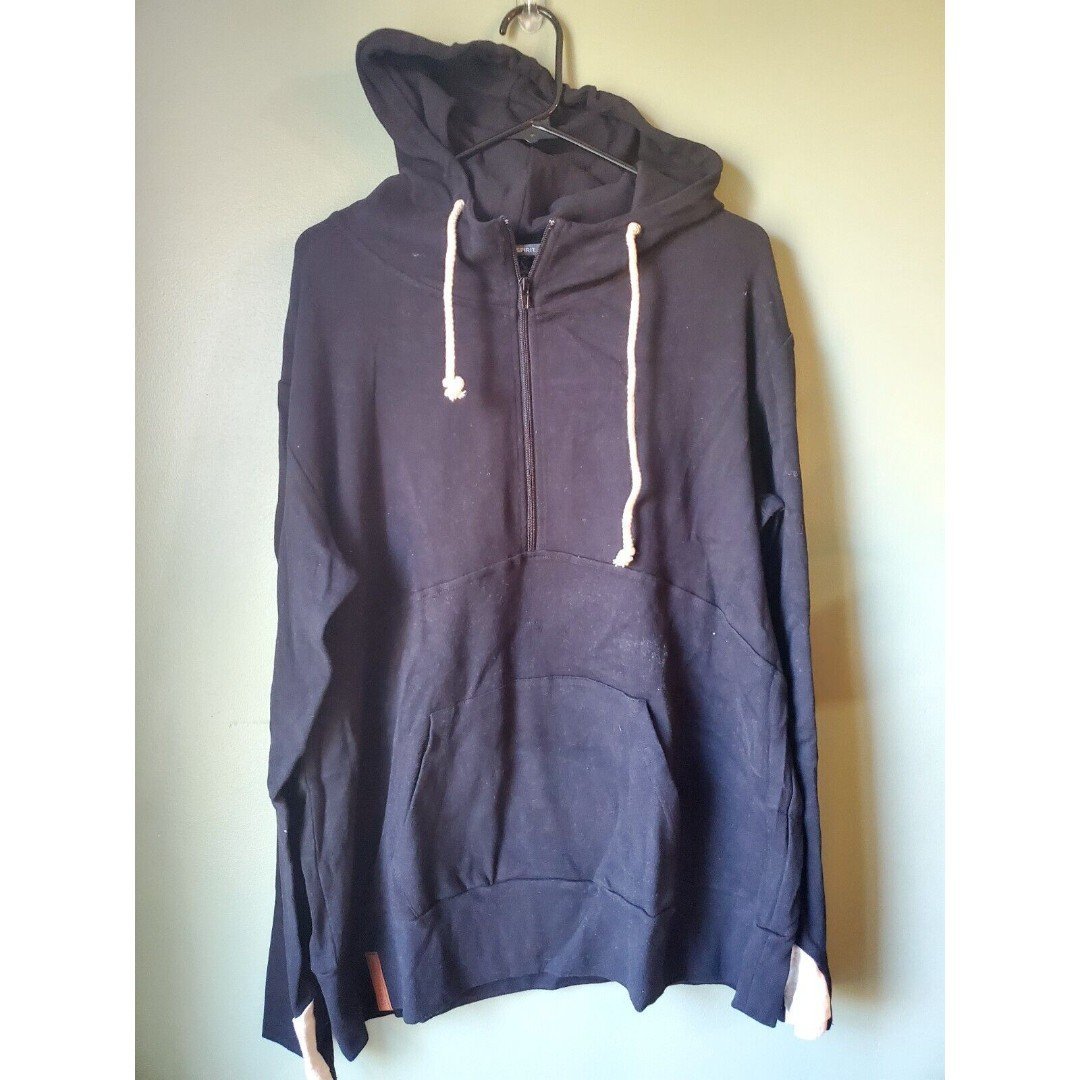 NWT Ampersand Avenue Womens Half Zip Black Single Hood Sweatshirt Hoodie XXXL