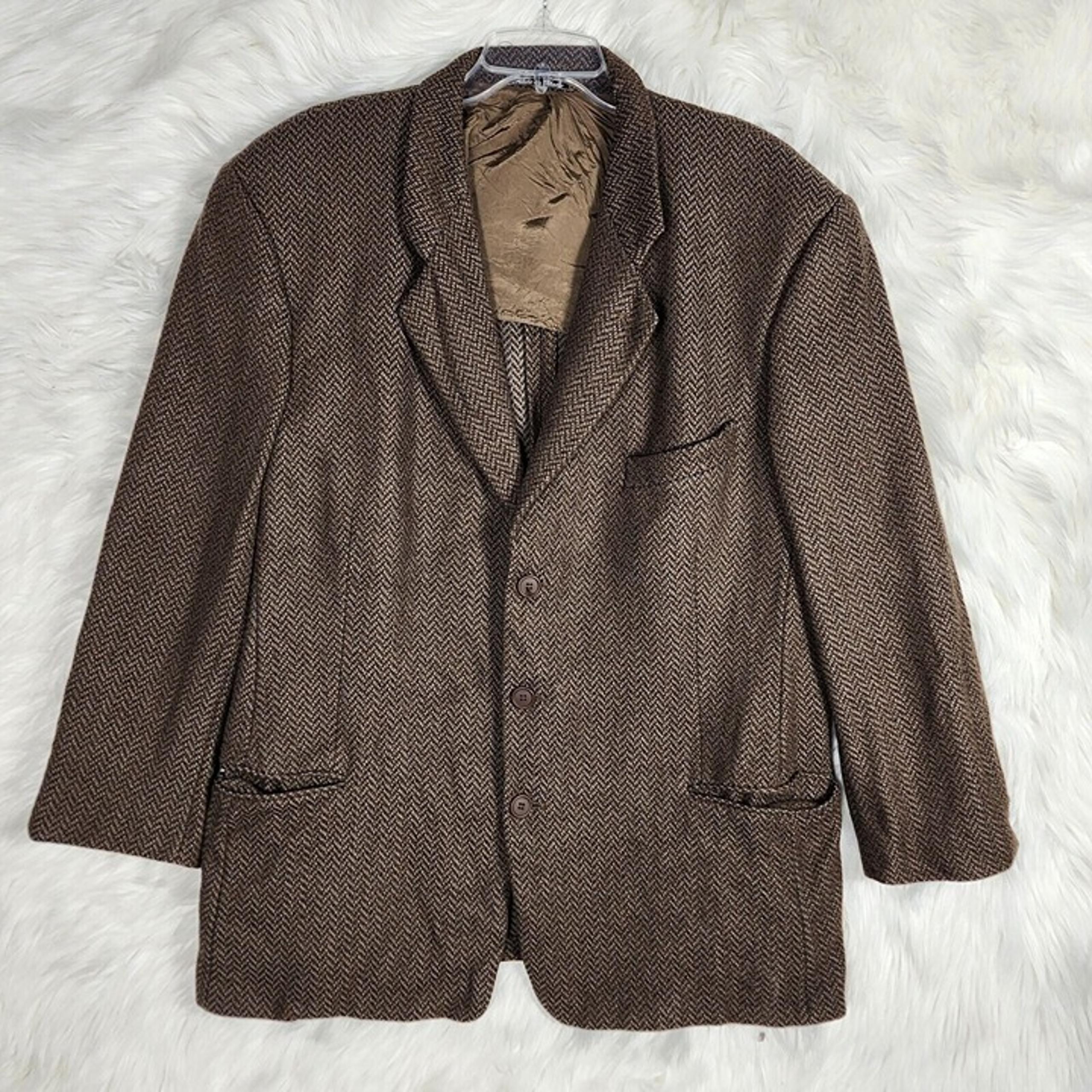 Giorgio Armani Tweed Blazer Mens 44 R  Pure Wool 3 Button Sport Jacket