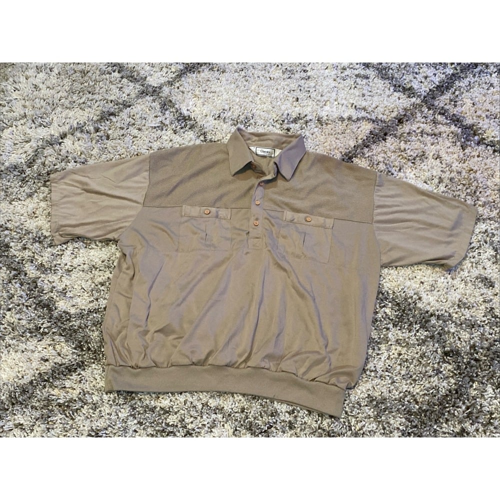 Vintage 80's Men's Beige Polo Golf Preppy Classics by Palm land Pullover Sz XXL