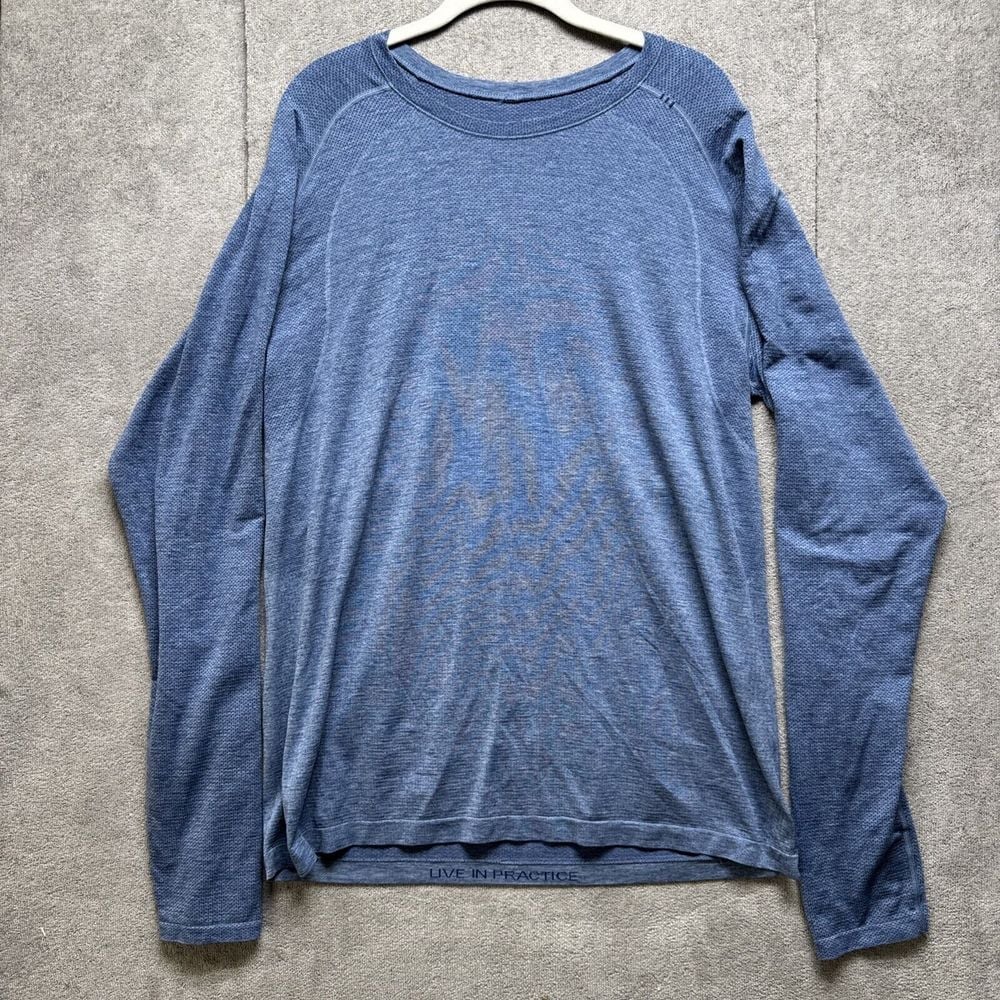 Lululemon T Shirt Men XL Blue Metal Vent Tech Performance Sport Gym Stretch