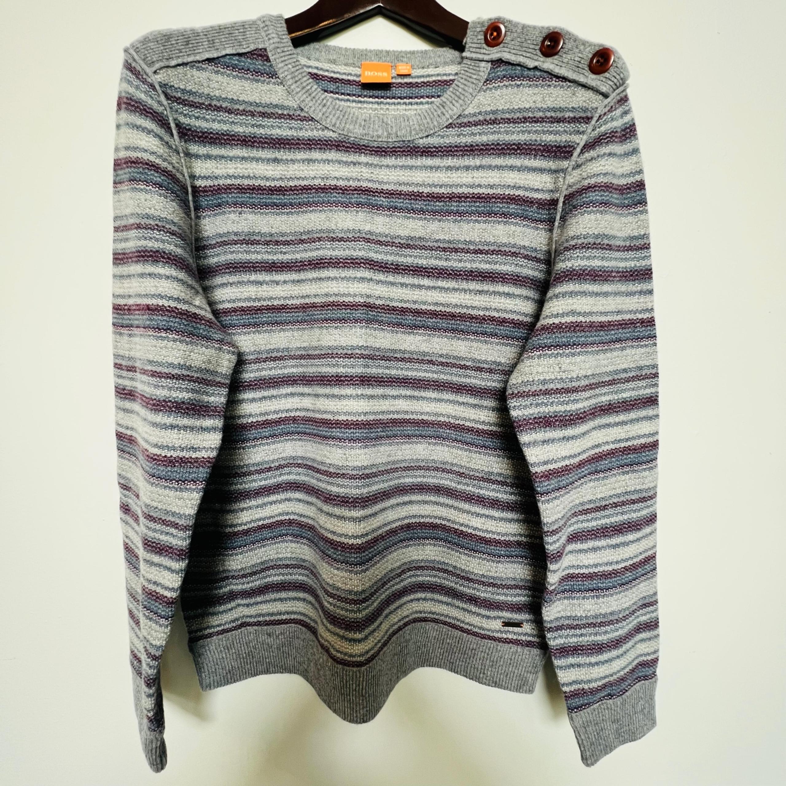 HUGO BOSS Orange | Men's Kord Striped Crew Neck Knit Sweater | Size L | New