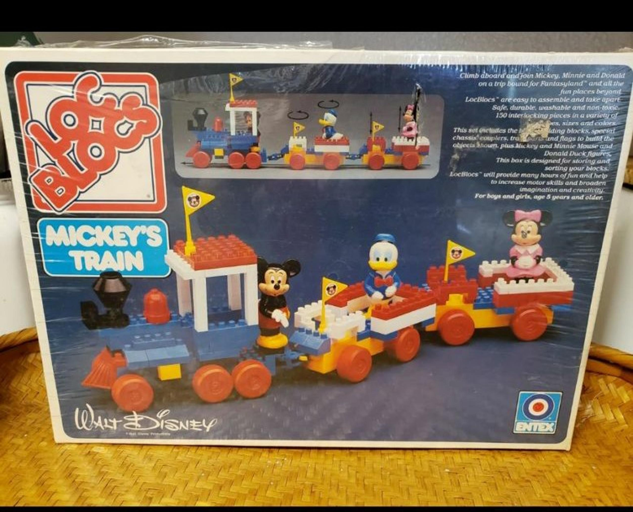 LOC BLOCs toy Disney MICKEY'S TRAIN Entex 1981 Minnie Mouse Donald