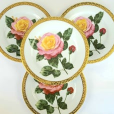 Vintage Gold Buffet Royal Gallery - Pink Rose Pattern - Salad Plates - Set of 6
