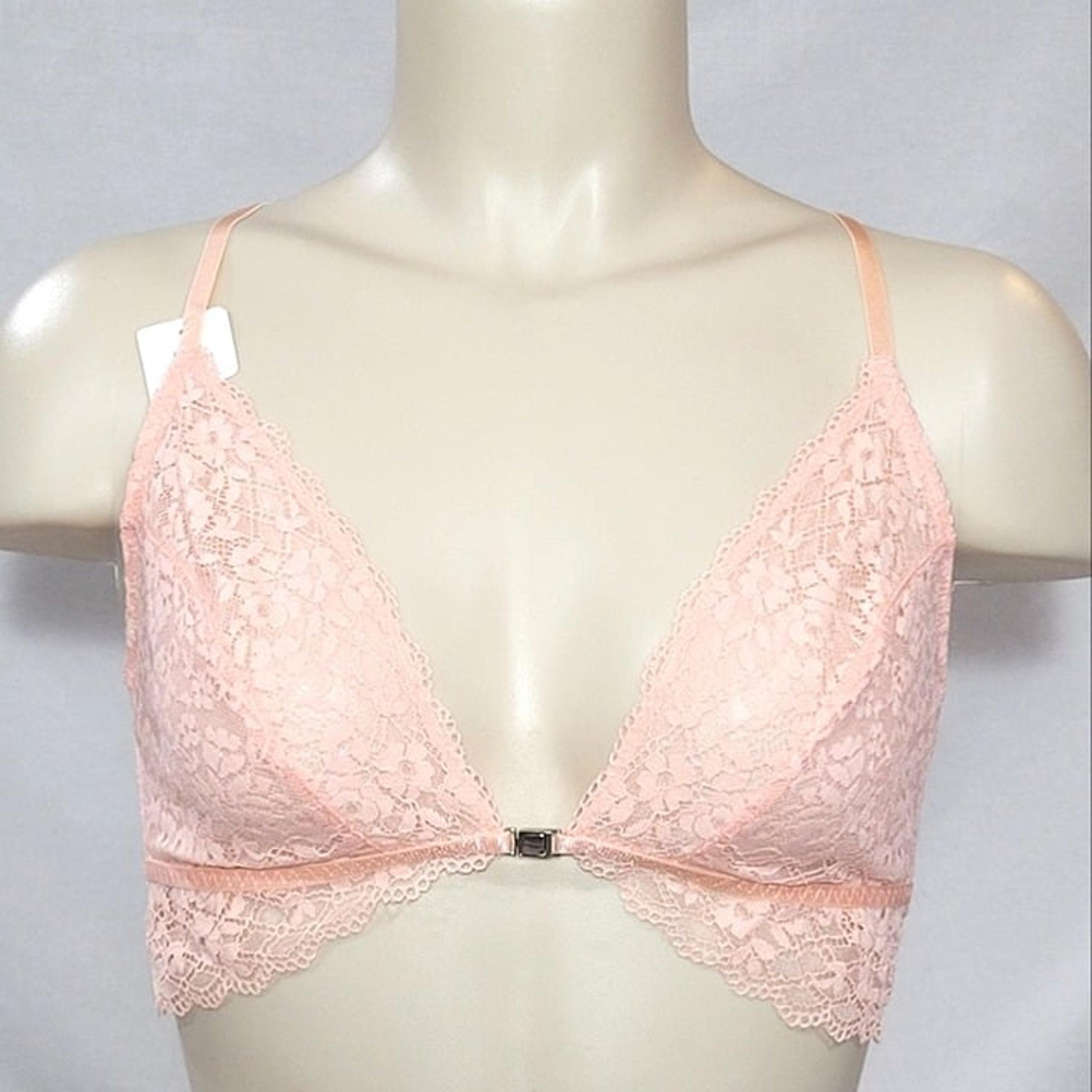 MEDIUM Gilligan & O'Malley Front Close Sheer Lace Y-Back Wire Free Bra Bralette