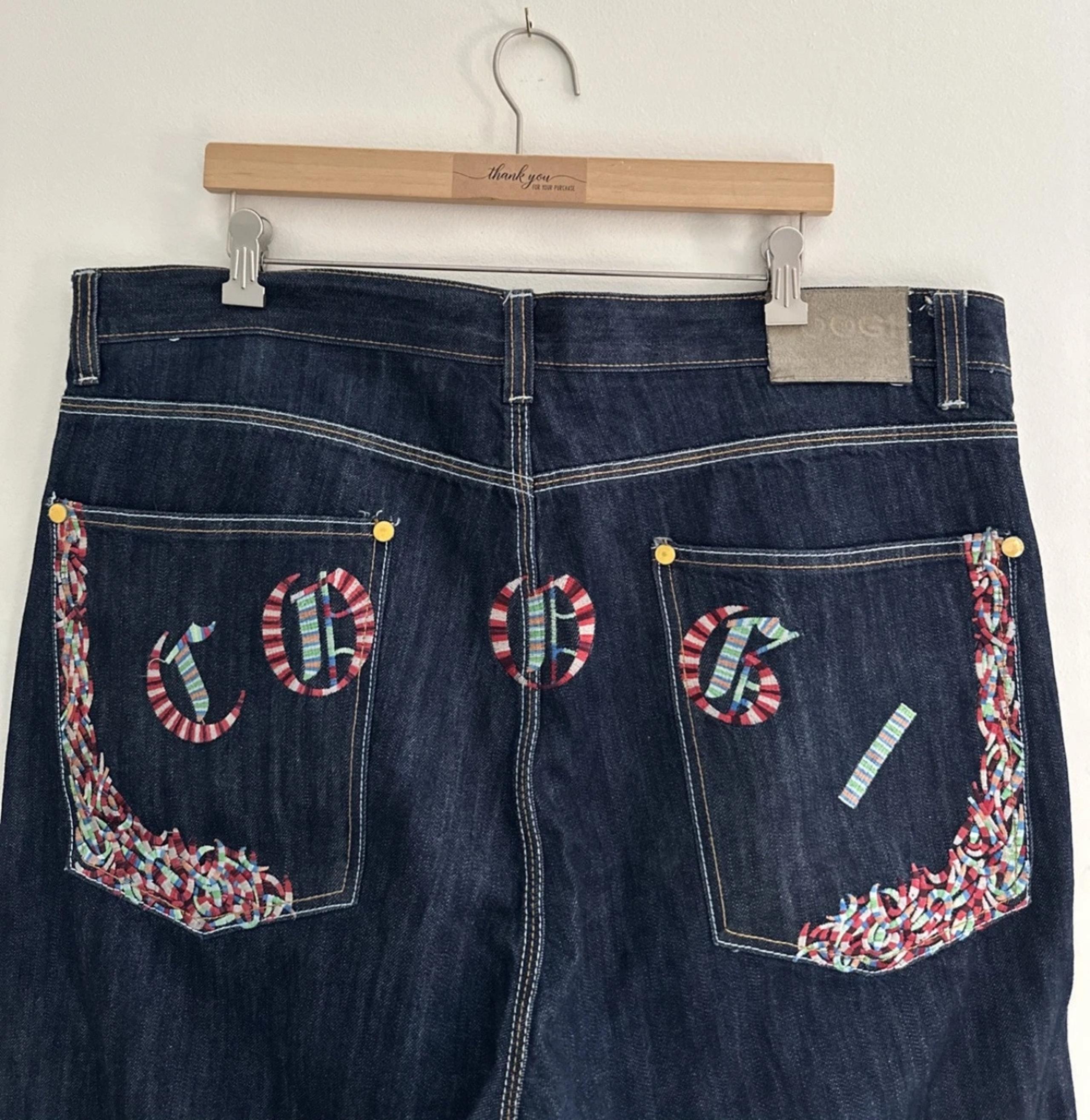 Official COOGI Y2K Graphic Baggy Jeans Dark wash Mens Tagged 40x33  - Rare-