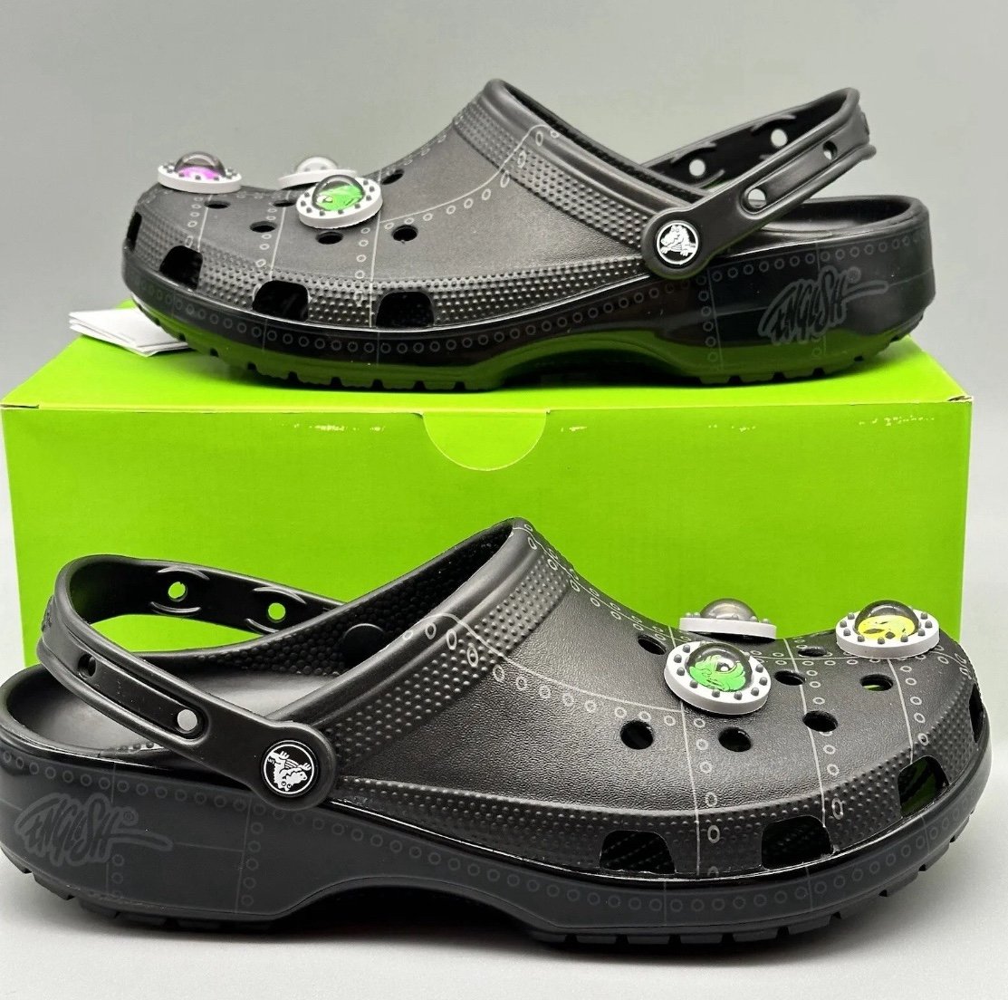 Classic Crocs x Ron English Clog Area 54 Black Alien Men's Size 11 Shoes