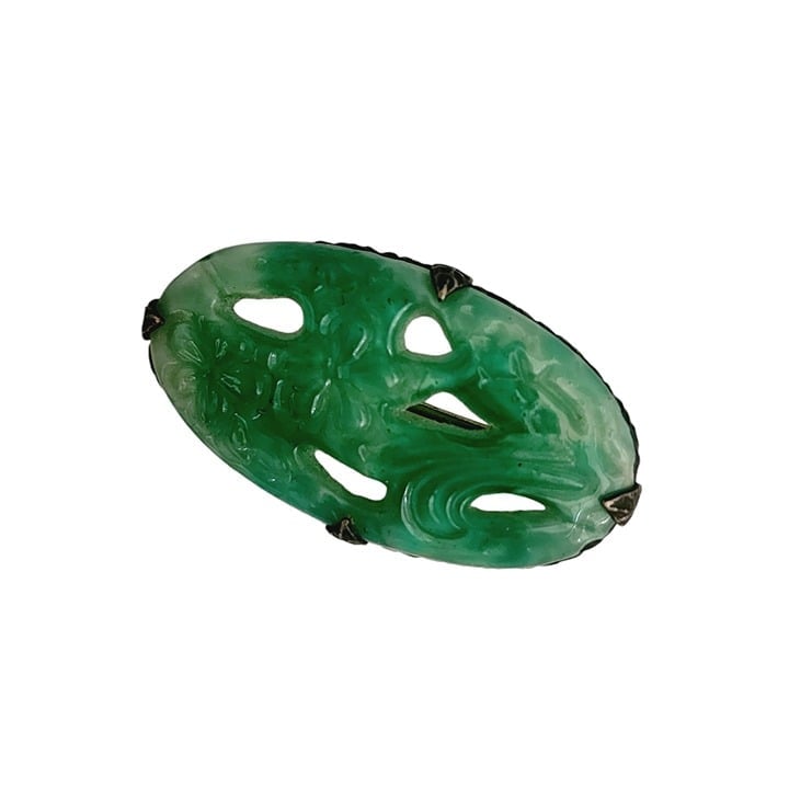Vintage Peking Glass Faceted Brooch (A5579)