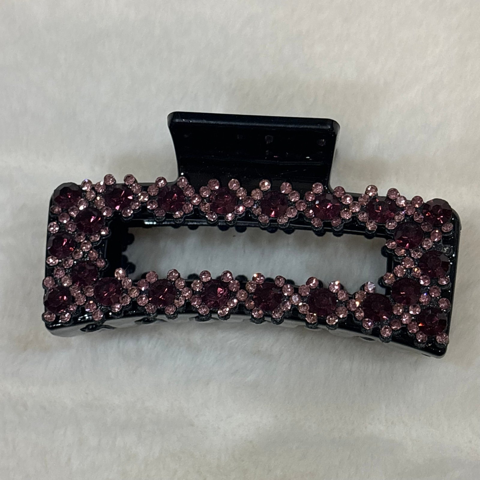 Vintage black hair clip rhinestones