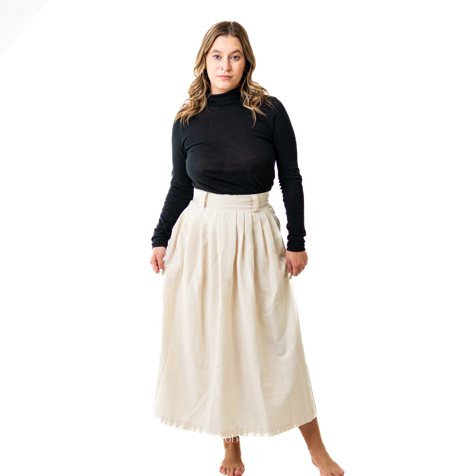 Vintage Full Length Maxi Pleated A-Line Skirt