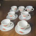 Vintage Anchor Hocking Fire King Milk Glass Red Rose Flower Tea Cup & Saucer
