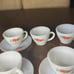Vintage Anchor Hocking Fire King Milk Glass Red Rose Flower Tea Cup & Saucer