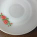Vintage Anchor Hocking Fire King Milk Glass Red Rose Flower Tea Cup & Saucer