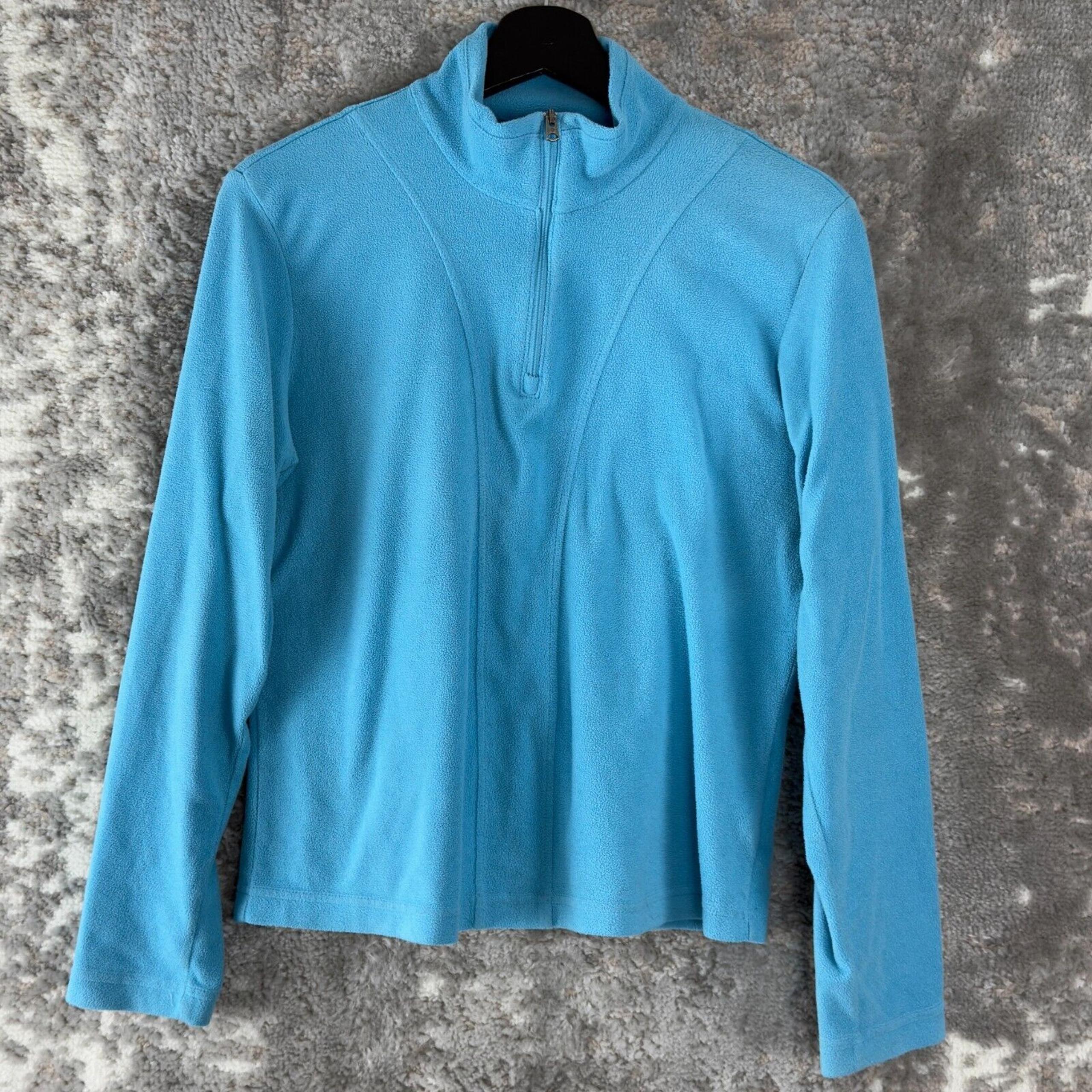 Columbia Womens Size M Fleece Mock Neck 1/4 Zip Sweater Blue Long Sleeve