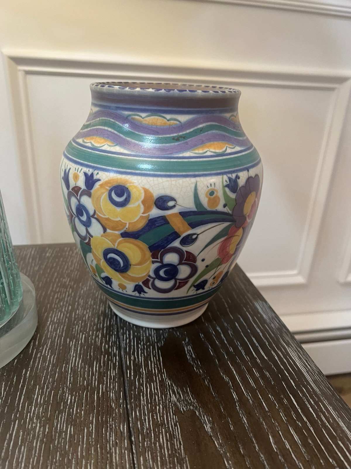 Poole pottery hand painted vase 8” vintage