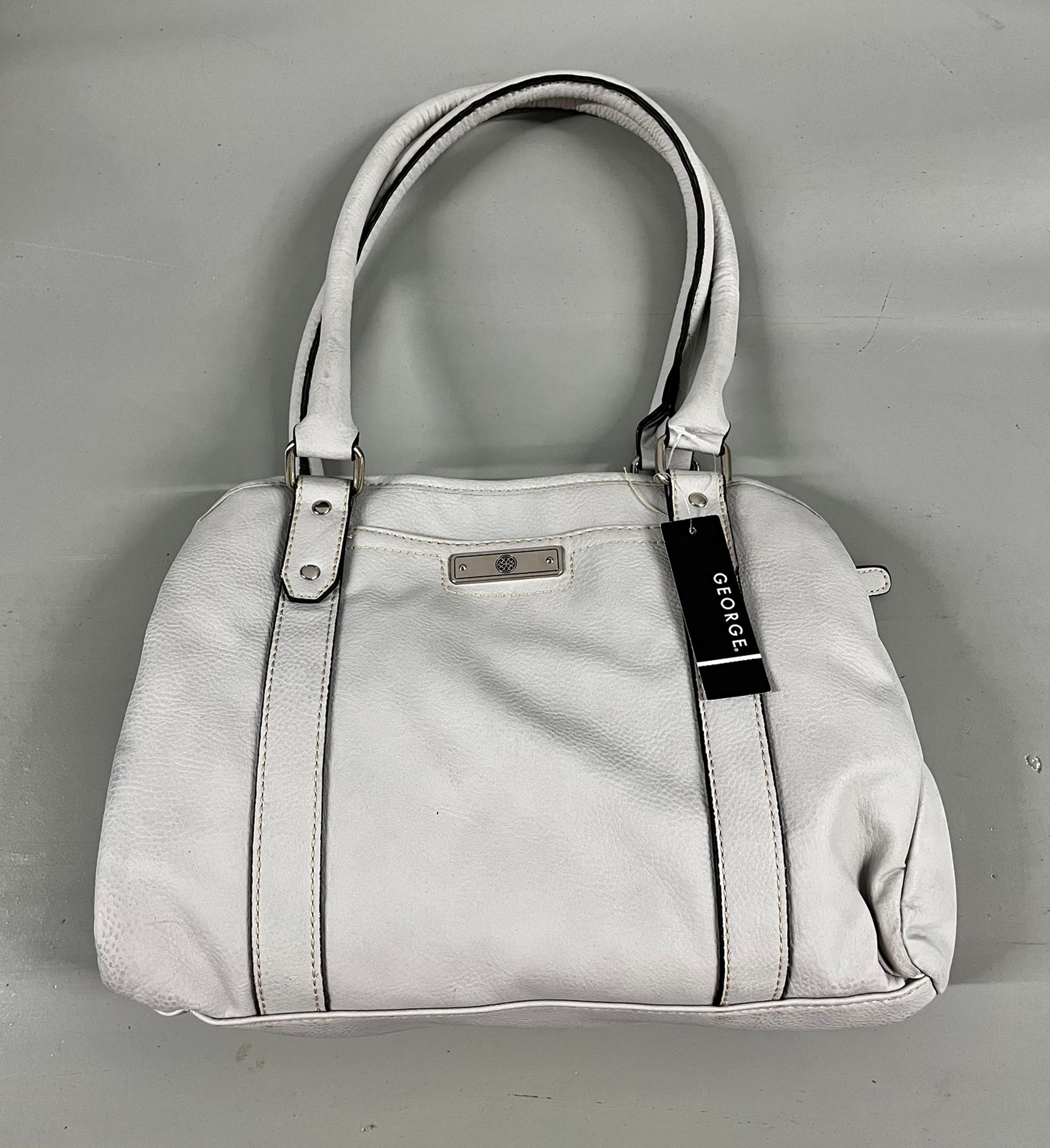George Ladies Large Handbag Purse Tote Cream
