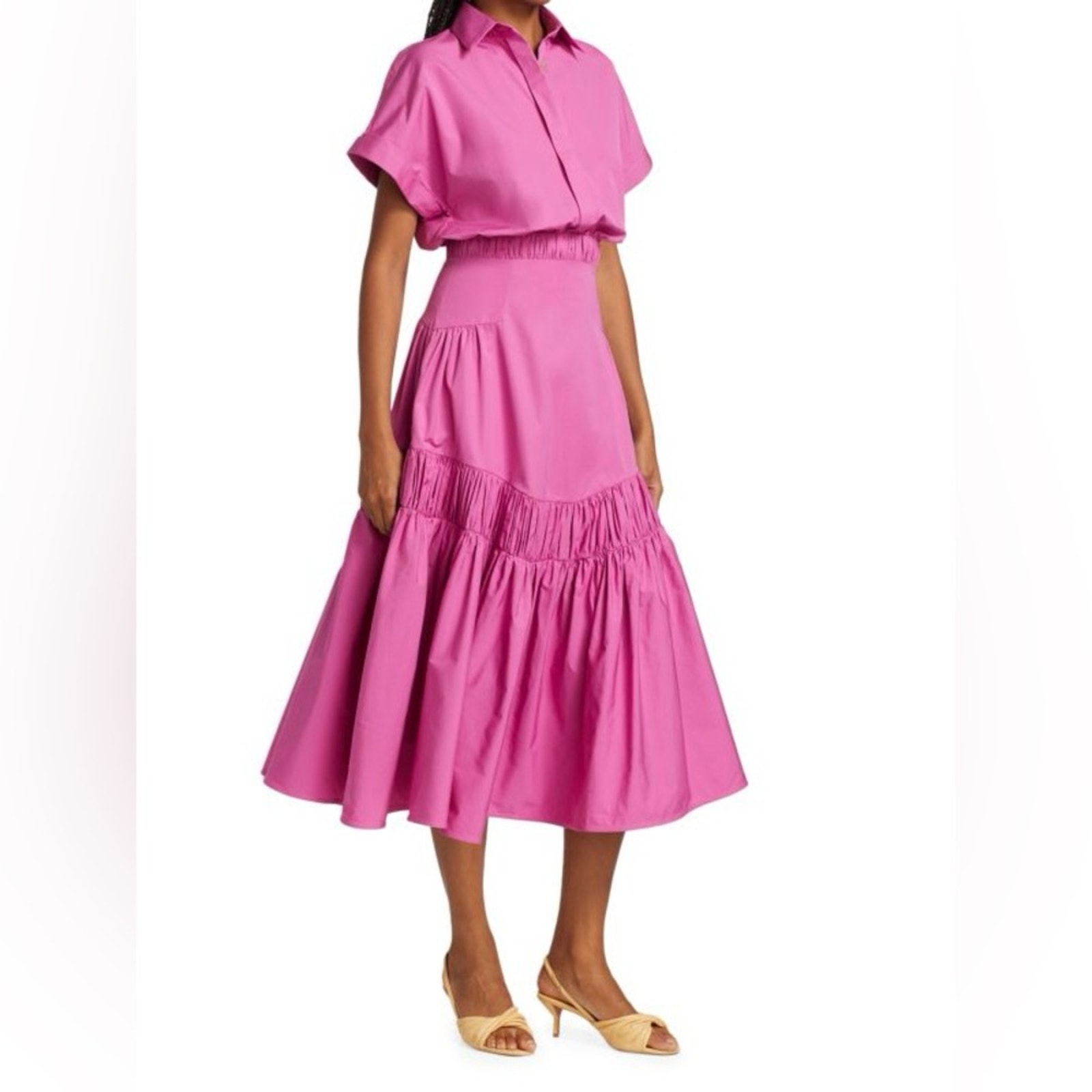 Sylvia Tcherassi NWT Fuchsia Pink Miniato Cotton Poplin Shirt Dress Size XS