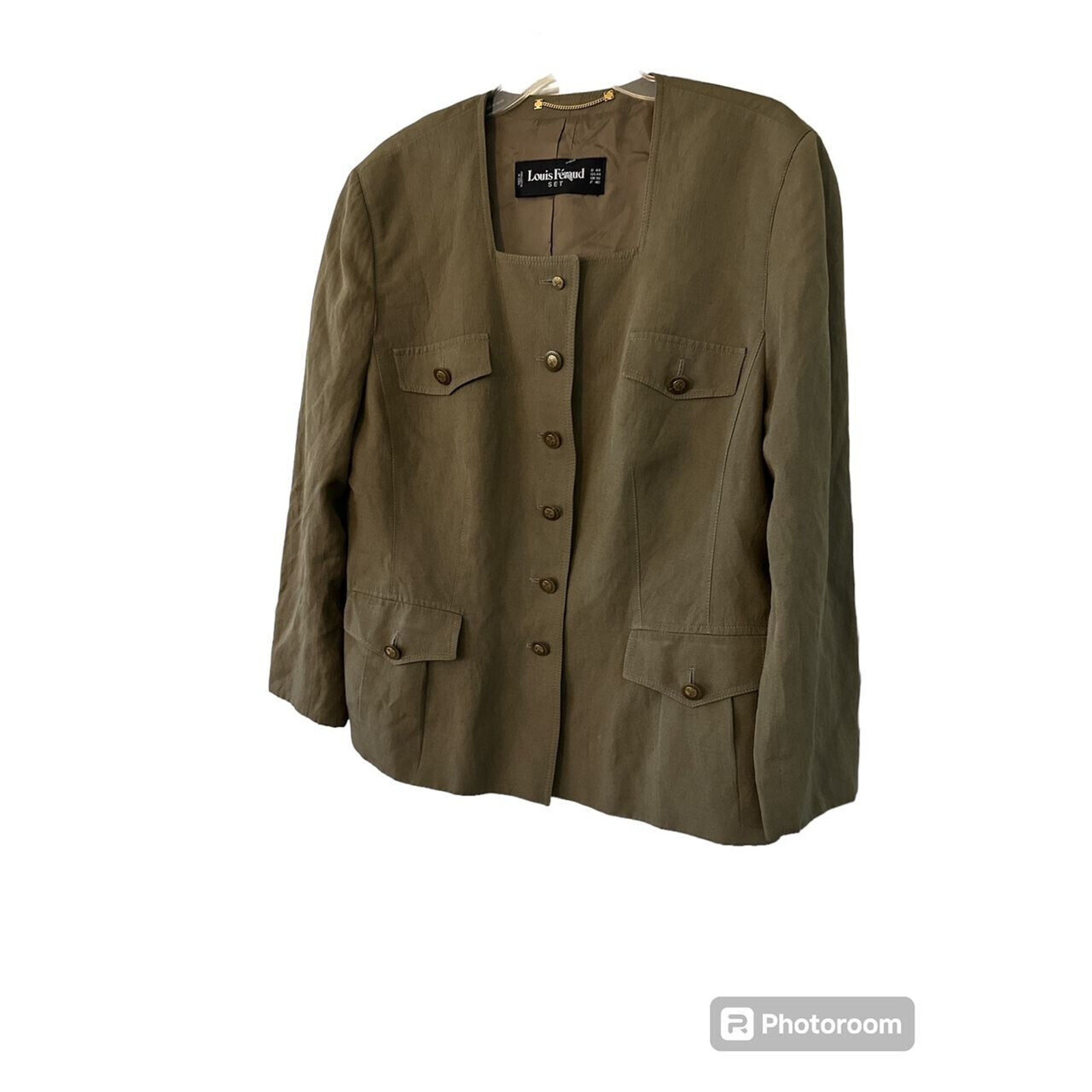 Vintage Louis Feraud Gold Buttons Safari JACKET BLAZER SZ 14