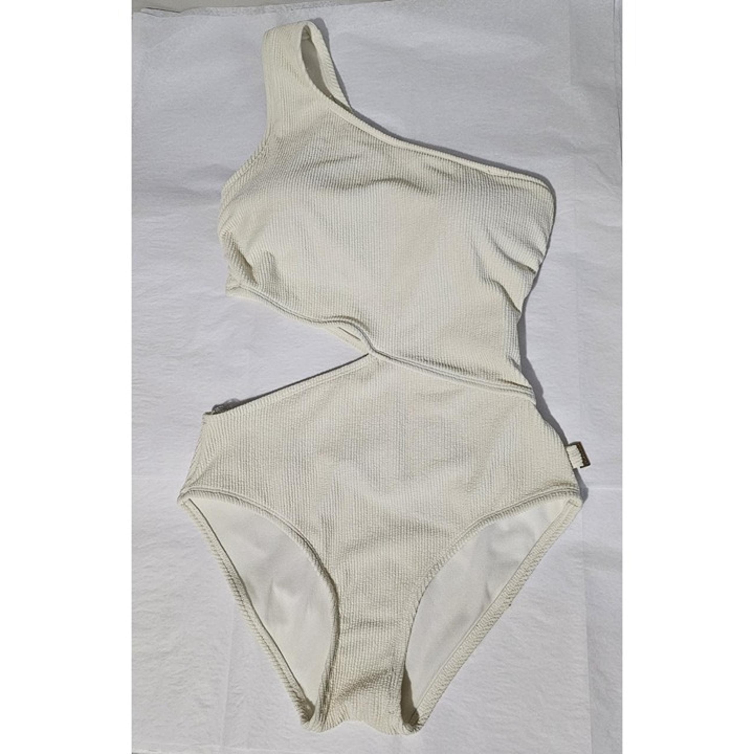 Michael Michael Kors Women One Piece Swimsuit Size 12 Ivory One Shoulder Cut Out