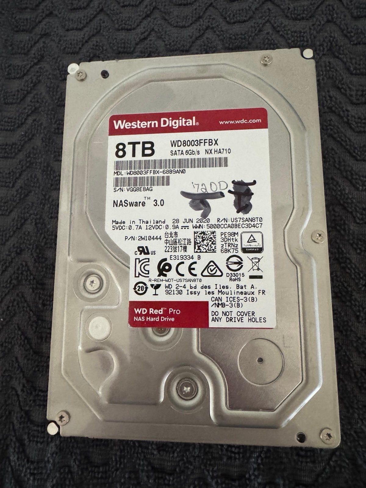8TB WD RED PRO 7200RPM NAS HARD DRIVE