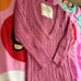 <3 Abercrombie PINK Y2K SCOOP V NECK RIBBED 3/4 SLEEVE SWEATER <3