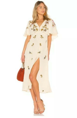 NWT 249 CLEOBELLA HERMOSA KAFTAN EMBROIDERED DRESS APRICOT SZ XS