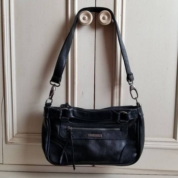 Victoria's Secret Black Leather Purse Pink Inside