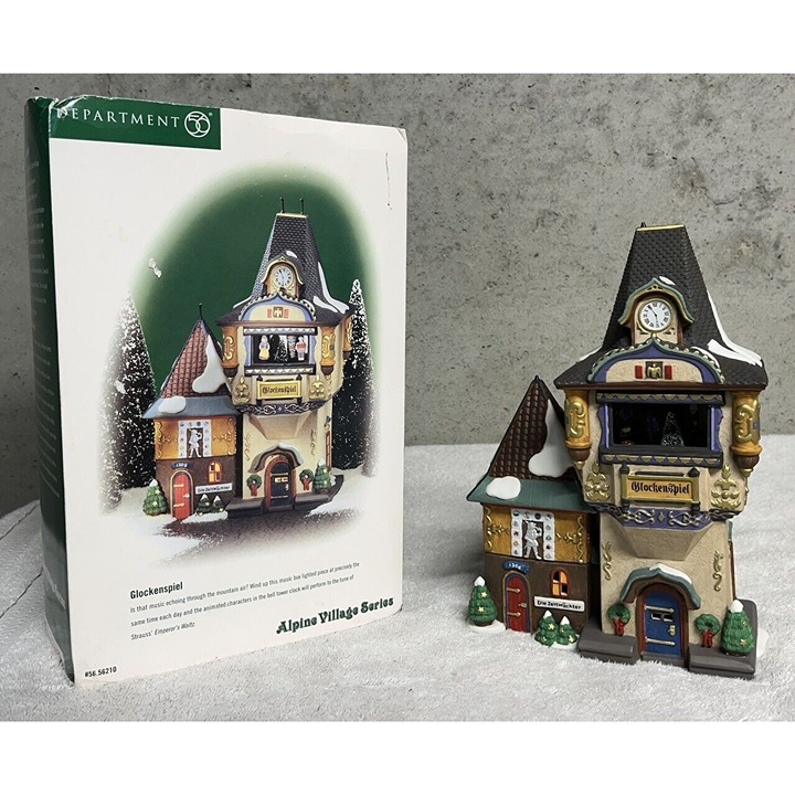 Dept 56 Alpine Village Musical Glockenspiel #56210 w/ Original Box & Light Cord